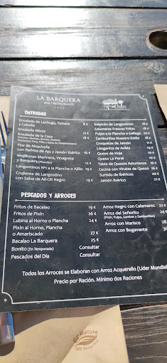 Bar Restaurante La Barquera menu 1